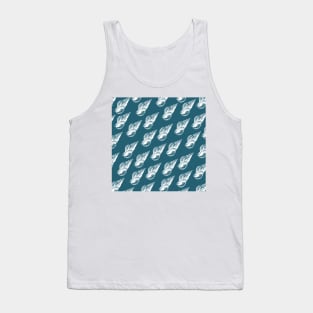 tulip shell aloha print pattern blue teal and white Tank Top